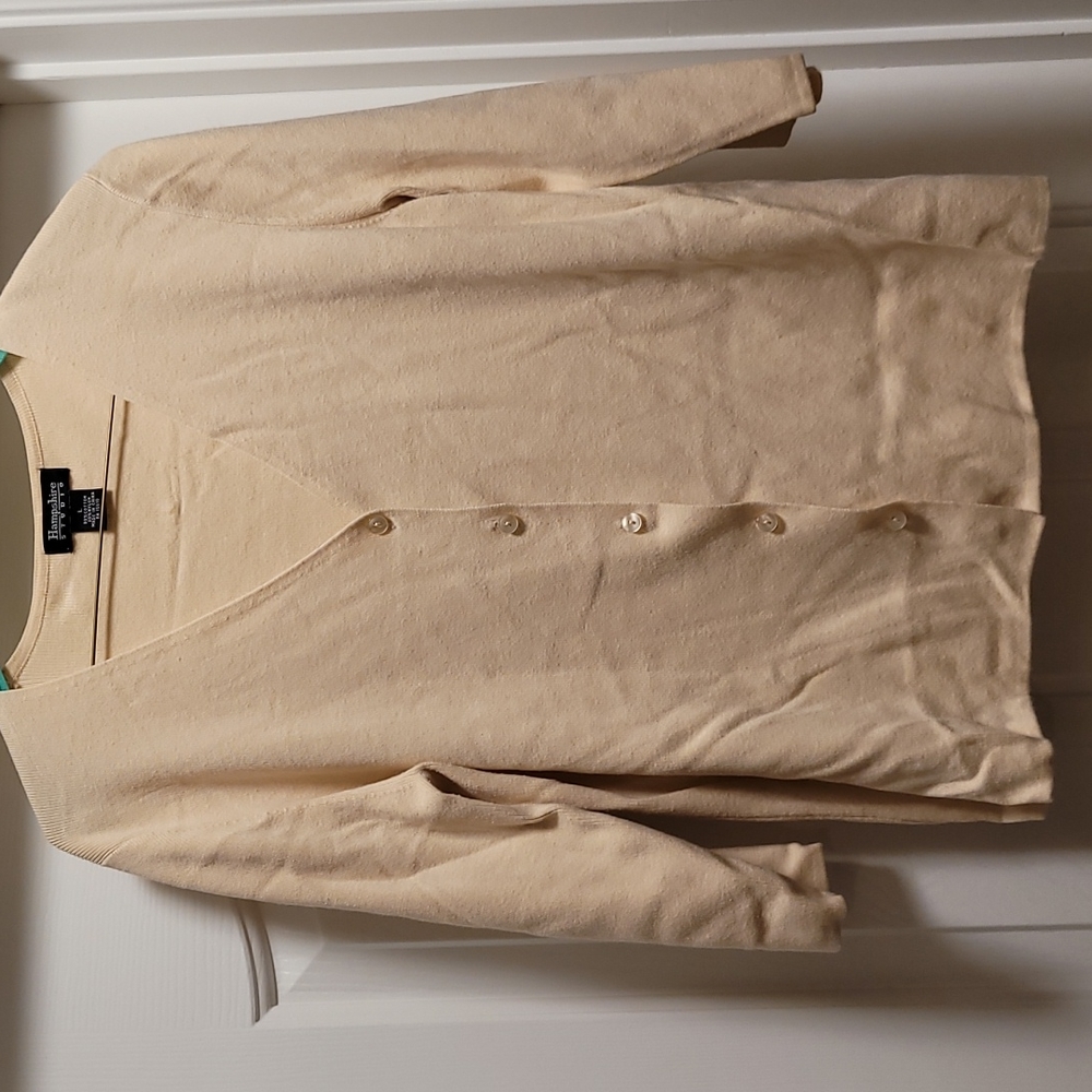 Hampshire Studio Large Creme 3/4-length Sleeved Cardigan